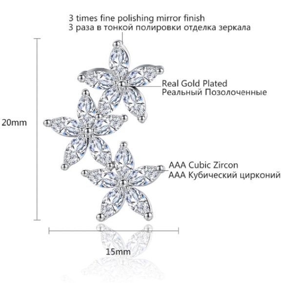 NEW!💙💎🌸GORGEOUS!🌸QUALITY!🌸CZ🌸FLOWERS!🌸💎💙 - Picture 3 of 8